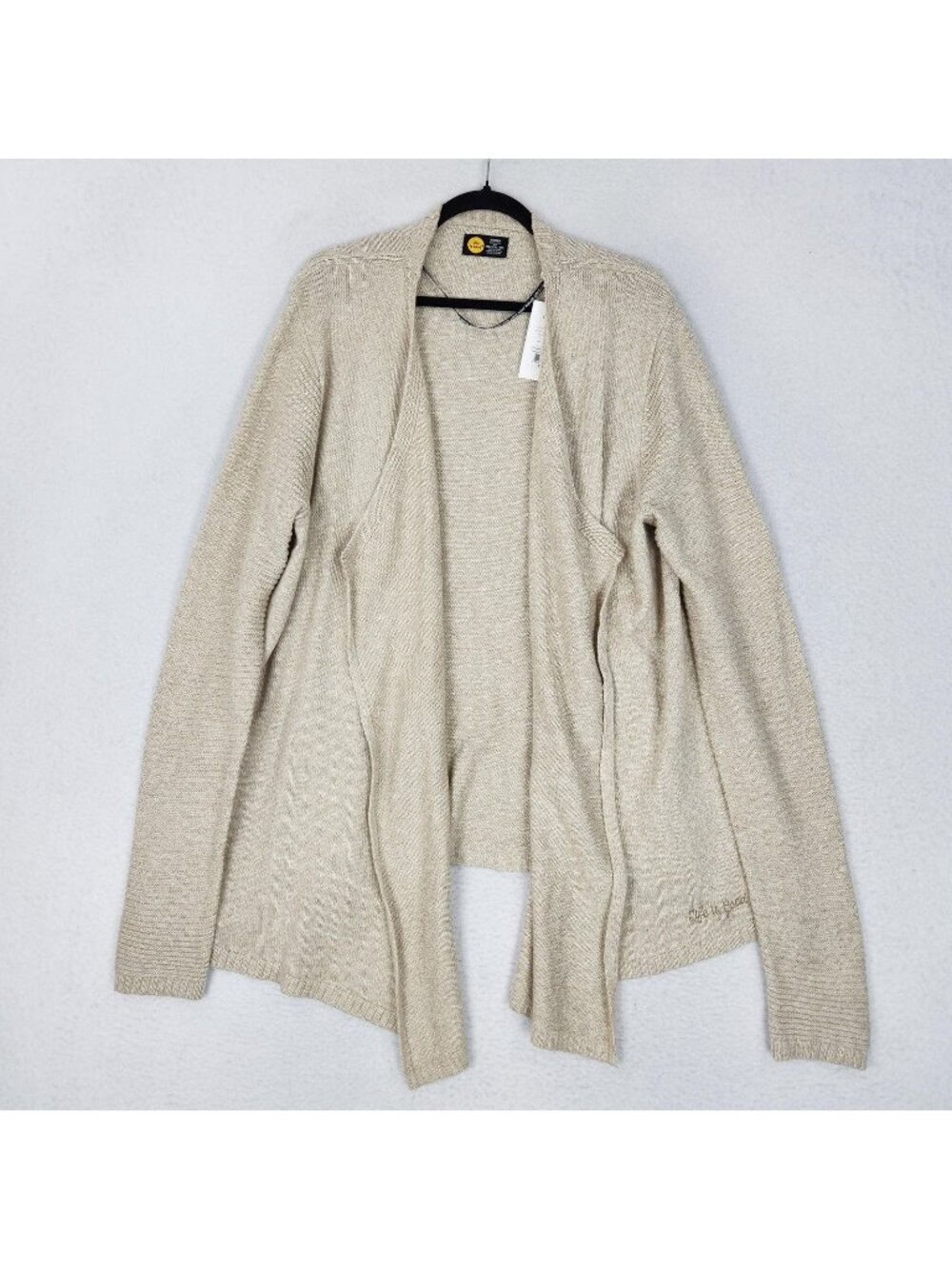 Life Is Good Sweater Womens XXL Beige Wander Free Open Front Cardigan NEW